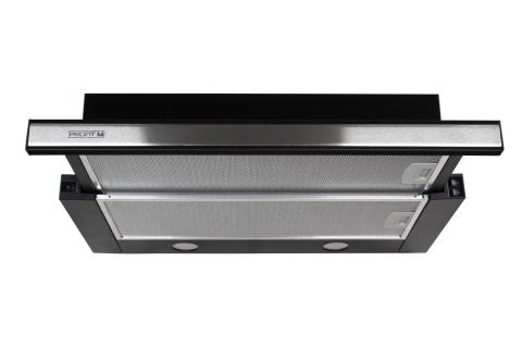 Витяжка кухонна ProfitM Телескоп №1 60см 840м3 Чорна LED вставка нержавійка Витяжка кухонна ProfitM Телескоп №1 60см 840м3 Чорна LED вставка нержавійка